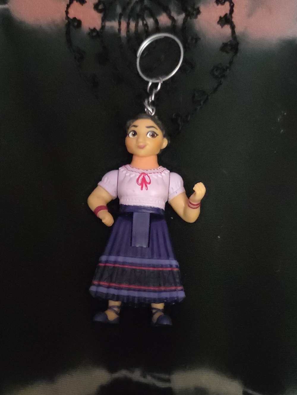 Purple Skirt Girl Keychain with Pink Top